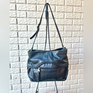 Beautiful Black Stone Mountain Pebble Leather